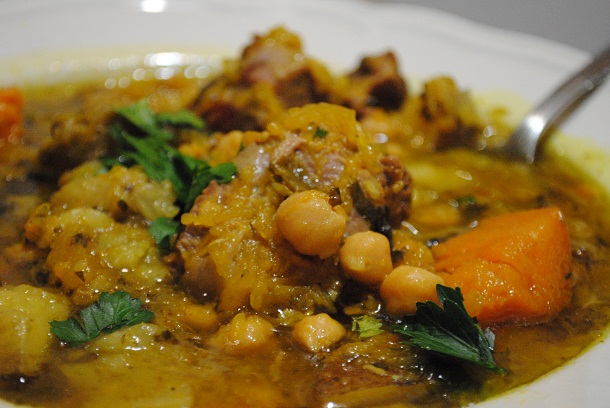 Lamb Stew with Pumpkin, Plantain, Sweet Potato and Chickpeas