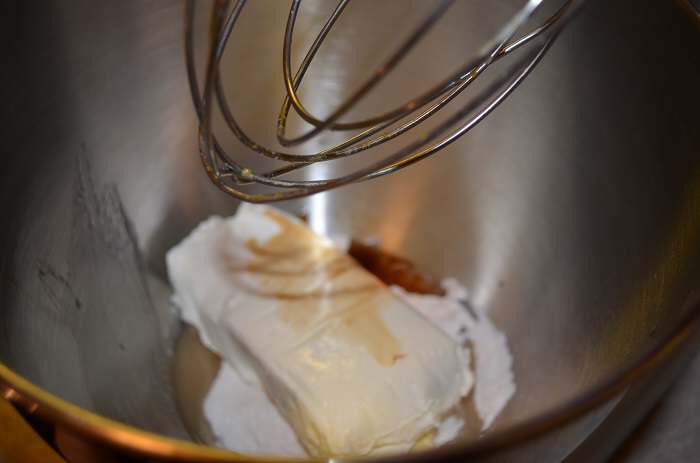 add cream cheese ingredients to mixer