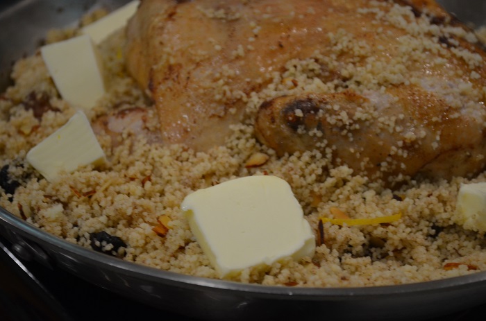 put pats of butter around couscous