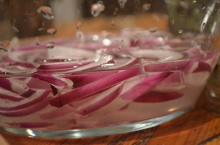 soaking onions in water