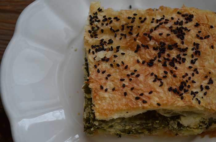 spinach phyllo borek on plate