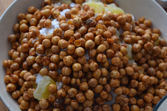 top with chickpeas